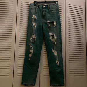 High rise ripped skinny jeans